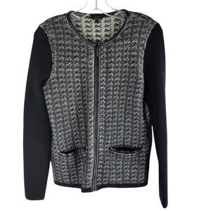 Talbots pure merino wool full zip short jacket long sleeve crew neck size S